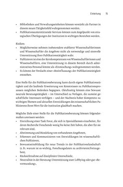 Bild der Seite - 15 - in Publikationsberatung an Universitäten - Ein Praxisleitfaden zum Aufbau publikationsunterstützender Services