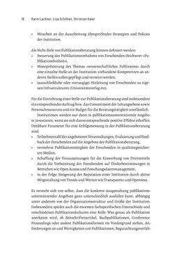 Bild der Seite - 16 - in Publikationsberatung an Universitäten - Ein Praxisleitfaden zum Aufbau publikationsunterstützender Services