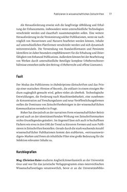 Image of the Page - 77 - in Publikationsberatung an Universitäten - Ein Praxisleitfaden zum Aufbau publikationsunterstützender Services