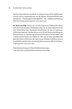 Bild der Seite - 78 - in Publikationsberatung an Universitäten - Ein Praxisleitfaden zum Aufbau publikationsunterstützender Services