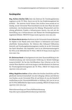 Bild der Seite - 121 - in Publikationsberatung an Universitäten - Ein Praxisleitfaden zum Aufbau publikationsunterstützender Services