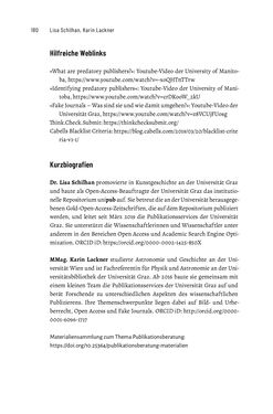 Image of the Page - 180 - in Publikationsberatung an Universitäten - Ein Praxisleitfaden zum Aufbau publikationsunterstützender Services