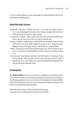 Bild der Seite - 201 - in Publikationsberatung an Universitäten - Ein Praxisleitfaden zum Aufbau publikationsunterstützender Services