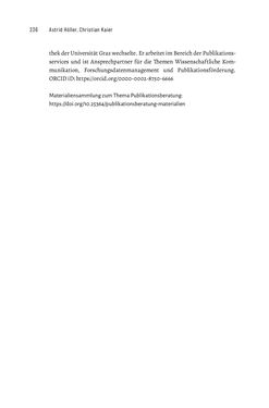 Bild der Seite - 236 - in Publikationsberatung an Universitäten - Ein Praxisleitfaden zum Aufbau publikationsunterstützender Services