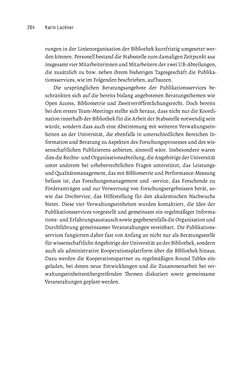 Bild der Seite - 284 - in Publikationsberatung an Universitäten - Ein Praxisleitfaden zum Aufbau publikationsunterstützender Services