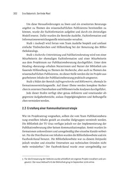 Image of the Page - 302 - in Publikationsberatung an Universitäten - Ein Praxisleitfaden zum Aufbau publikationsunterstützender Services