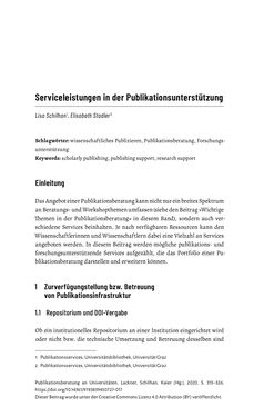 Bild der Seite - 313 - in Publikationsberatung an Universitäten - Ein Praxisleitfaden zum Aufbau publikationsunterstützender Services