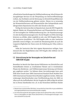 Bild der Seite - 314 - in Publikationsberatung an Universitäten - Ein Praxisleitfaden zum Aufbau publikationsunterstützender Services