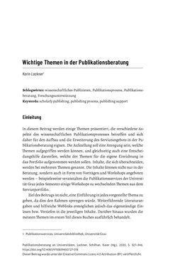 Image of the Page - 327 - in Publikationsberatung an Universitäten - Ein Praxisleitfaden zum Aufbau publikationsunterstützender Services