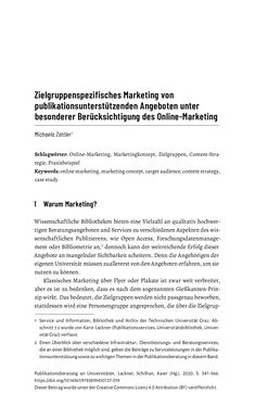 Bild der Seite - 347 - in Publikationsberatung an Universitäten - Ein Praxisleitfaden zum Aufbau publikationsunterstützender Services