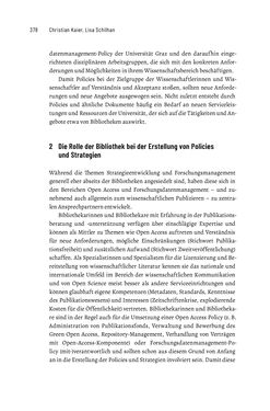 Bild der Seite - 378 - in Publikationsberatung an Universitäten - Ein Praxisleitfaden zum Aufbau publikationsunterstützender Services