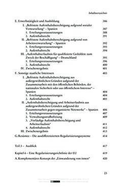 Image of the Page - 23 - in Regularisierungen irregulär aufhältiger Migrantinnen und Migranten - Deutschland, Österreich und Spanien im Rechtsvergleich