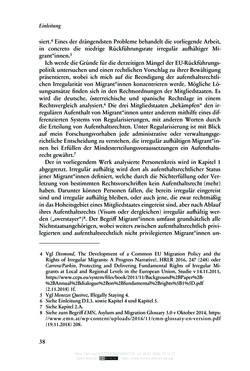 Image of the Page - 38 - in Regularisierungen irregulär aufhältiger Migrantinnen und Migranten - Deutschland, Österreich und Spanien im Rechtsvergleich