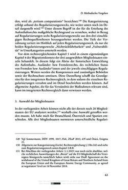 Bild der Seite - 63 - in Regularisierungen irregulär aufhältiger Migrantinnen und Migranten - Deutschland, Österreich und Spanien im Rechtsvergleich