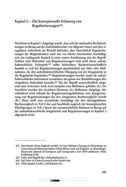 Image of the Page - 105 - in Regularisierungen irregulär aufhältiger Migrantinnen und Migranten - Deutschland, Österreich und Spanien im Rechtsvergleich