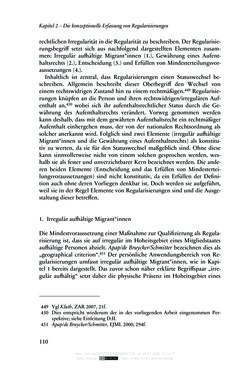 Bild der Seite - 110 - in Regularisierungen irregulär aufhältiger Migrantinnen und Migranten - Deutschland, Österreich und Spanien im Rechtsvergleich