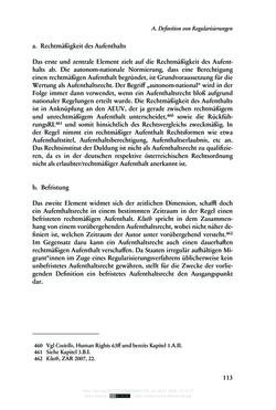 Image of the Page - 113 - in Regularisierungen irregulär aufhältiger Migrantinnen und Migranten - Deutschland, Österreich und Spanien im Rechtsvergleich