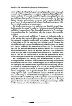Image of the Page - 118 - in Regularisierungen irregulär aufhältiger Migrantinnen und Migranten - Deutschland, Österreich und Spanien im Rechtsvergleich