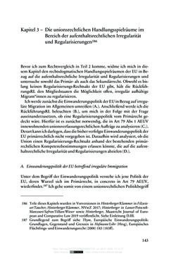Bild der Seite - 143 - in Regularisierungen irregulär aufhältiger Migrantinnen und Migranten - Deutschland, Österreich und Spanien im Rechtsvergleich