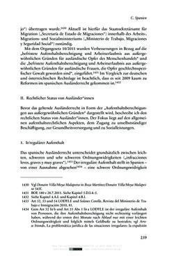 Image of the Page - 259 - in Regularisierungen irregulär aufhältiger Migrantinnen und Migranten - Deutschland, Österreich und Spanien im Rechtsvergleich