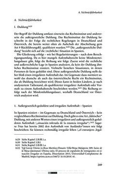 Image of the Page - 289 - in Regularisierungen irregulär aufhältiger Migrantinnen und Migranten - Deutschland, Österreich und Spanien im Rechtsvergleich
