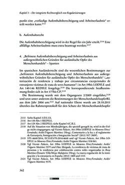 Image of the Page - 362 - in Regularisierungen irregulär aufhältiger Migrantinnen und Migranten - Deutschland, Österreich und Spanien im Rechtsvergleich