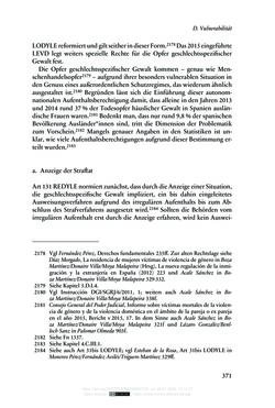 Image of the Page - 371 - in Regularisierungen irregulär aufhältiger Migrantinnen und Migranten - Deutschland, Österreich und Spanien im Rechtsvergleich