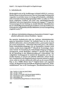 Bild der Seite - 380 - in Regularisierungen irregulär aufhältiger Migrantinnen und Migranten - Deutschland, Österreich und Spanien im Rechtsvergleich