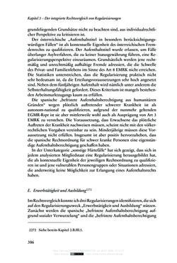 Image of the Page - 386 - in Regularisierungen irregulär aufhältiger Migrantinnen und Migranten - Deutschland, Österreich und Spanien im Rechtsvergleich