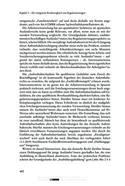 Image of the Page - 402 - in Regularisierungen irregulär aufhältiger Migrantinnen und Migranten - Deutschland, Österreich und Spanien im Rechtsvergleich