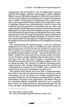Bild der Seite - 415 - in Regularisierungen irregulär aufhältiger Migrantinnen und Migranten - Deutschland, Österreich und Spanien im Rechtsvergleich