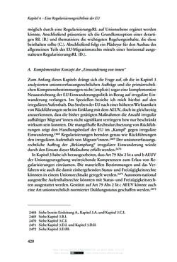 Bild der Seite - 420 - in Regularisierungen irregulär aufhältiger Migrantinnen und Migranten - Deutschland, Österreich und Spanien im Rechtsvergleich