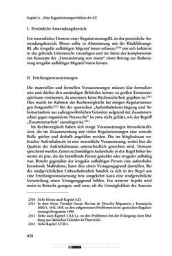 Bild der Seite - 428 - in Regularisierungen irregulär aufhältiger Migrantinnen und Migranten - Deutschland, Österreich und Spanien im Rechtsvergleich