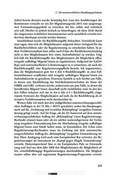 Image of the Page - 439 - in Regularisierungen irregulär aufhältiger Migrantinnen und Migranten - Deutschland, Österreich und Spanien im Rechtsvergleich