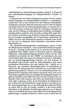 Image of the Page - 441 - in Regularisierungen irregulär aufhältiger Migrantinnen und Migranten - Deutschland, Österreich und Spanien im Rechtsvergleich