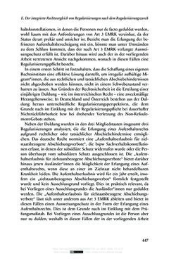 Image of the Page - 447 - in Regularisierungen irregulär aufhältiger Migrantinnen und Migranten - Deutschland, Österreich und Spanien im Rechtsvergleich