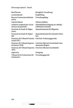Bild der Seite - 476 - in Regularisierungen irregulär aufhältiger Migrantinnen und Migranten - Deutschland, Österreich und Spanien im Rechtsvergleich