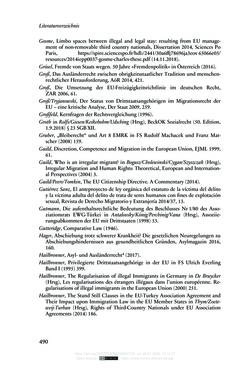 Image of the Page - 490 - in Regularisierungen irregulär aufhältiger Migrantinnen und Migranten - Deutschland, Österreich und Spanien im Rechtsvergleich