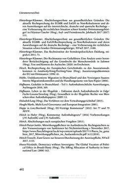 Image of the Page - 492 - in Regularisierungen irregulär aufhältiger Migrantinnen und Migranten - Deutschland, Österreich und Spanien im Rechtsvergleich