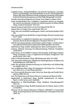 Image of the Page - 496 - in Regularisierungen irregulär aufhältiger Migrantinnen und Migranten - Deutschland, Österreich und Spanien im Rechtsvergleich
