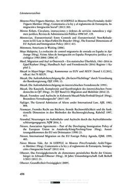 Image of the Page - 498 - in Regularisierungen irregulär aufhältiger Migrantinnen und Migranten - Deutschland, Österreich und Spanien im Rechtsvergleich
