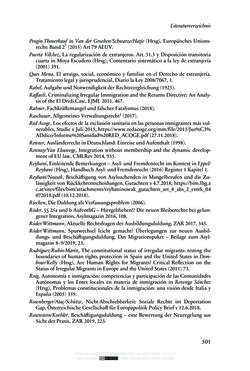 Image of the Page - 501 - in Regularisierungen irregulär aufhältiger Migrantinnen und Migranten - Deutschland, Österreich und Spanien im Rechtsvergleich