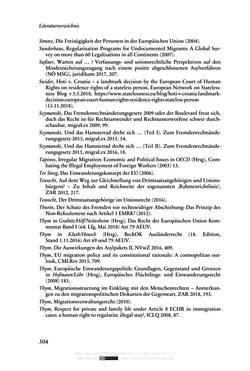 Image of the Page - 504 - in Regularisierungen irregulär aufhältiger Migrantinnen und Migranten - Deutschland, Österreich und Spanien im Rechtsvergleich
