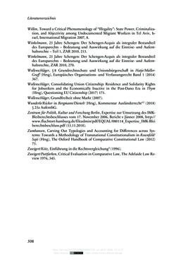 Image of the Page - 508 - in Regularisierungen irregulär aufhältiger Migrantinnen und Migranten - Deutschland, Österreich und Spanien im Rechtsvergleich