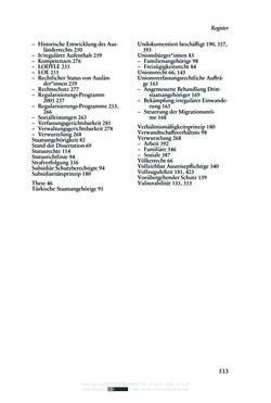 Image of the Page - 513 - in Regularisierungen irregulär aufhältiger Migrantinnen und Migranten - Deutschland, Österreich und Spanien im Rechtsvergleich