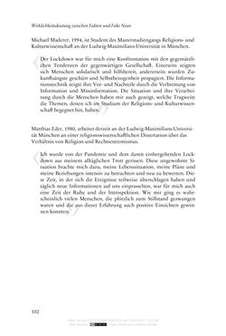 Image of the Page - 102 - in Religion, Medien und die Corona-Pandemie - Paradoxien einer Krise