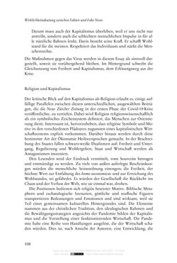 Image of the Page - 108 - in Religion, Medien und die Corona-Pandemie - Paradoxien einer Krise