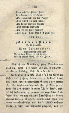 Bild der Seite - 108 - in Ruinen - oder Taschenbuch zur Geschichte verfallener Ritterburgen und Schlösser nebst ihren Sagen, Legenden und Mährchen, Band 1