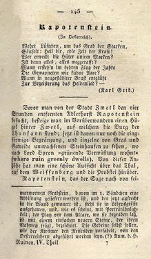 Bild der Seite - 145 - in Ruinen - oder Taschenbuch zur Geschichte verfallener Ritterburgen und Schlösser nebst ihren Sagen, Legenden und Mährchen, Band 4