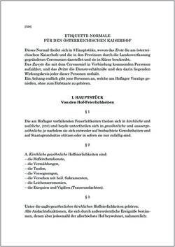Image of the Page - 29 - in Norm und Zeremoniell - Das Etiquette-Normale für den Wiener Hof von circa 1812